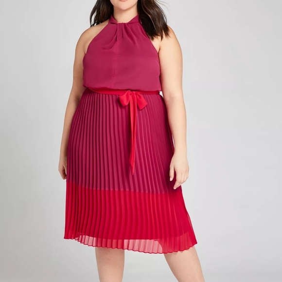Lane Bryant Pleated Colorblock Fit & Flair Dress Size 16 - Picture 7 of 7